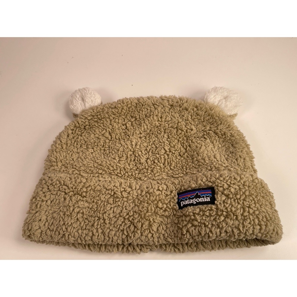 Patagonia Kids Beige Winter Soft Beanie Hat Girls Bear Ears Toddler
